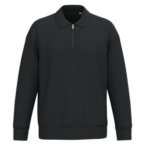Eco-Friendly Unisex Dropped Shoulders Quarter Zipper Sweatshirt With Polo Collar, miniatyr 1